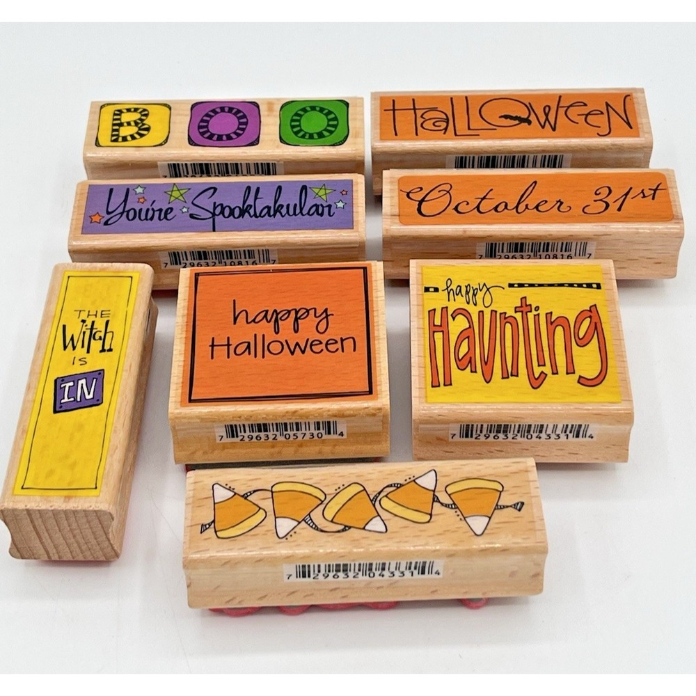 NOS G Studio Halloween Rubber Stamps Lot 8 Spooky Witch Haunting Candy Corn